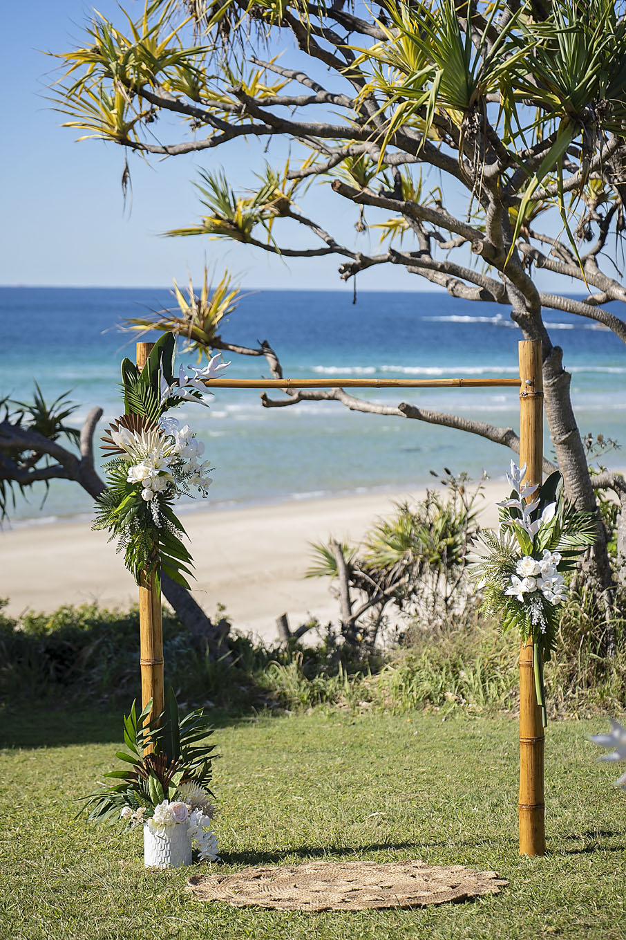 ceremony styling for north stradbroke weddings by elope brisbane