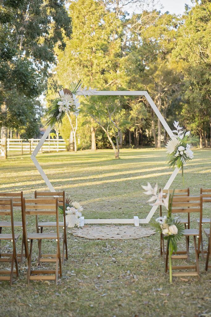 ceremony styling for north stradbroke weddings by elope brisbane