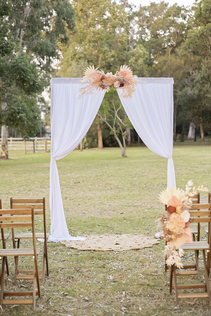 ceremony styling for north stradbroke weddings by elope brisbane